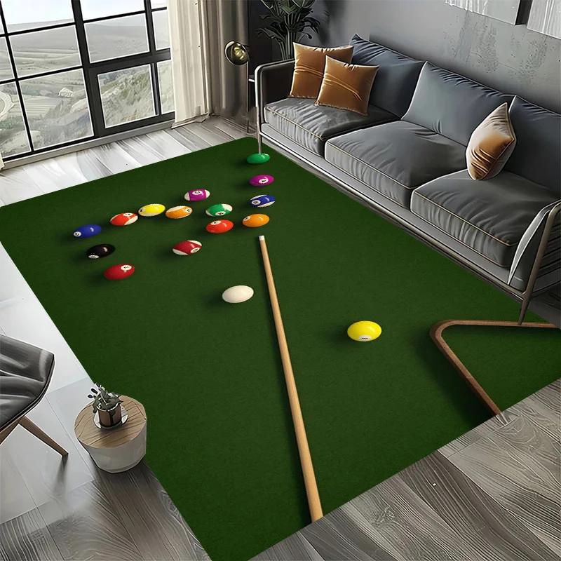 Large Washable Area Rug with Black Pool Ball 8 Design, Non-Slip Sofa Kitchen Toilet Carpet for Living Room Decoration