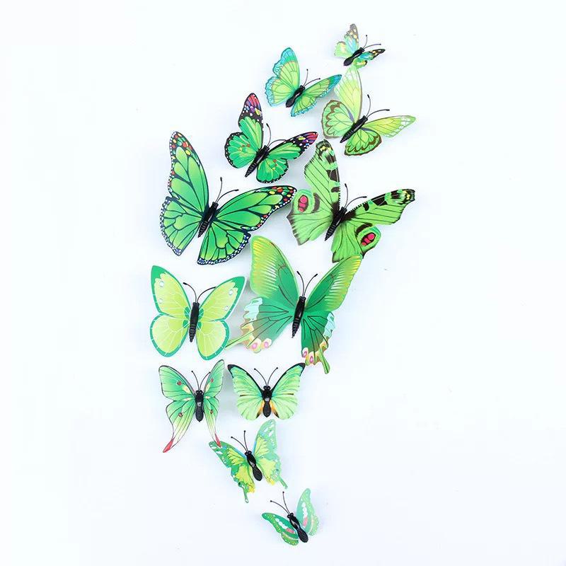 12 Single-Layer 3D Butterfly Stickers for Creative Home and Kids' Room Wall Decor