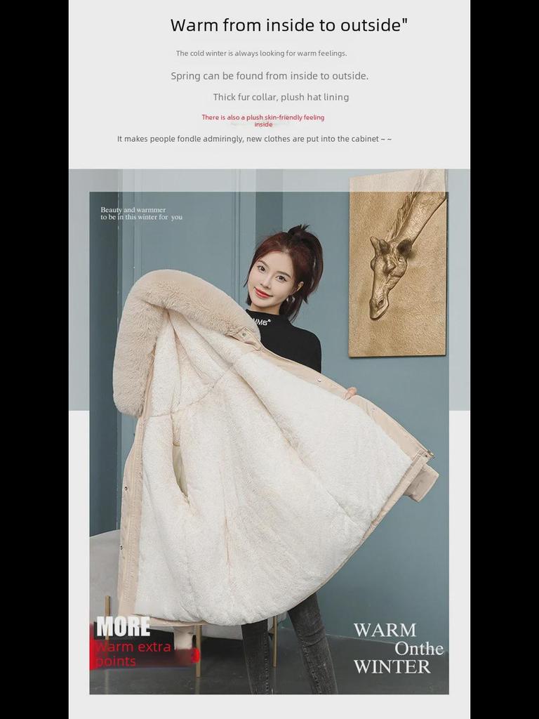 2024 Women's Fashion Slim-Fit Korean Winter Parka with Big Fur Collar