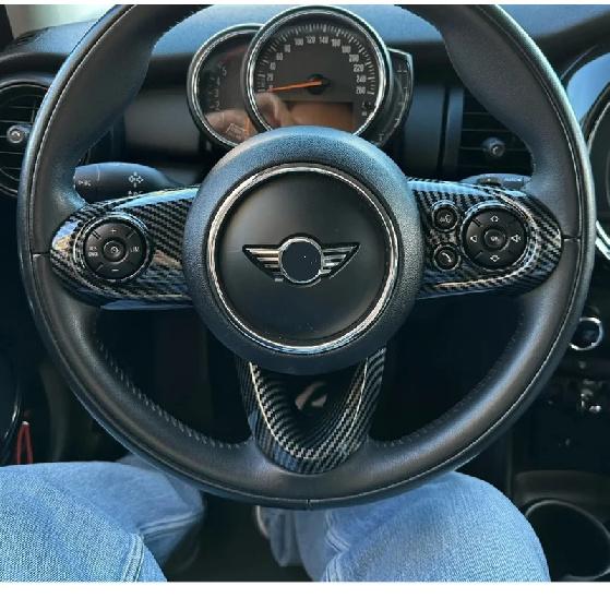 3pcs ABS Carbon Fiber For BMW MINI Cooper F54 F55 F56 F57 F60 Steering Wheel Trim Cover Sticker Car Interior Accessories