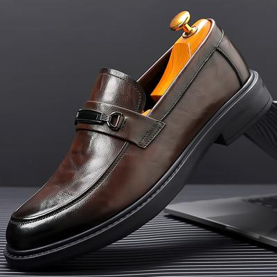 Mode Italienischer Stil Herren Flache Slipper Klassisch Braun Herren Leder Britische Schuhe Leichtgewichtige Tägliche Outdoor Pendel-Fahrschuhe