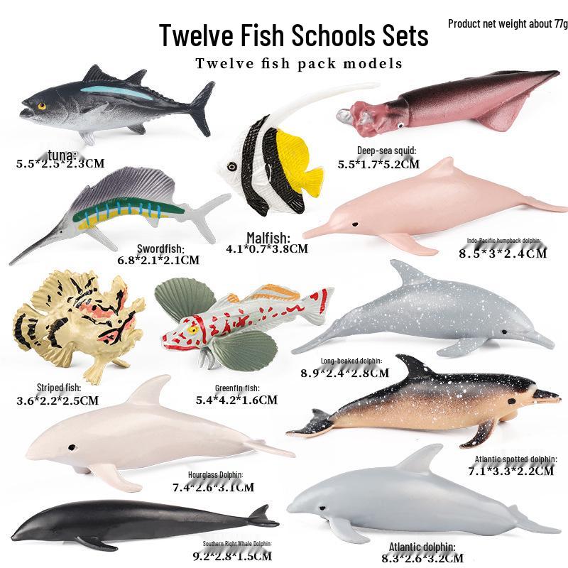 Children's Early Education Ocean Fish Model Toy: Megalodon, Whale Shark, Tuna