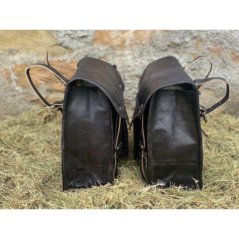 13" ručně vyrobená černá kožená brašna na motorku Saddle Bags sada dvou brašen Cyklistická taška Taška na kolo Best for Him/He