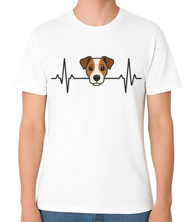Jack Russell Dog Heartbeat T-Shirt Puppy Lover ECG Line Graphic Tee S