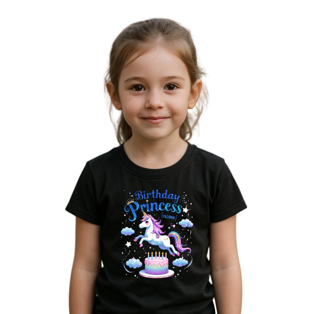 Custom Unicorn Birthday Princess Tee, Custom Name Birthday Princess Tee