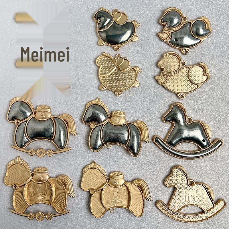 DIY Double-Sided Brocade Appliqué Pendant Base for Handmade Jewelry Square Pearl Small Claw Clip