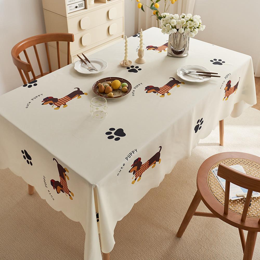 Special-Shaped Waterproof Cartoon Dopamine Table Cloth Living Room Coffee Table Desk Peach Skin Velvet Light Luxury Anti-Scald Tablecloth Decoration