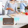 AM/FM Radio Vintage Desktop Radio, 30BTL Wooden Radio, Supports USB/1200mAh Rechargeable battery/TF, Suitable for Home, Office,