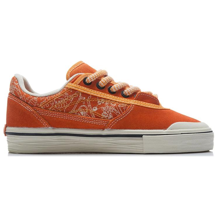 New Steven Harrington X LiNing Anti Slip And Wear Resistant Lightweight Low Top Skateboard Shoes Women's Tropical Orange AECR106-1