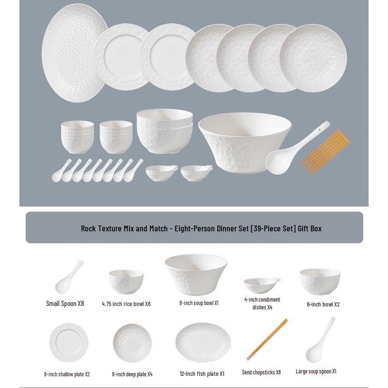 Luxury Underglaze Embossed Ceramic Dinnerware Set