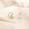 Natural Green Peridot Gemstone 925 Sterling Silver Stud Earrings For Women 0.64" CE-13-4