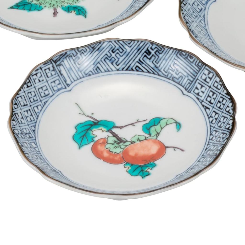 Kutani ware Iwataya Plate set Fruit picture variation "Kutani ware" (4.2 size) K8-32