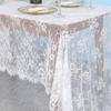 White Floral Hollowed Out Table Runner Rectangular French Style Romantic Table Cloths Vintage Embroidered Lace Fabric Wedding Decoration Table Linen