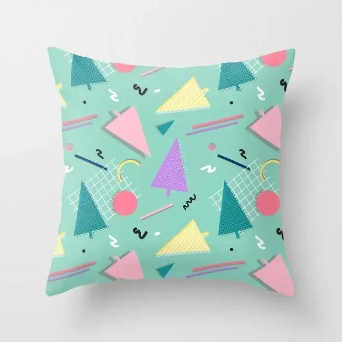 40/45/50 Mint Pink Throw Pillow Case Memphis Inspired Pattern Check Cushion Covers Home Sofa Chair Decorative Pillowcases