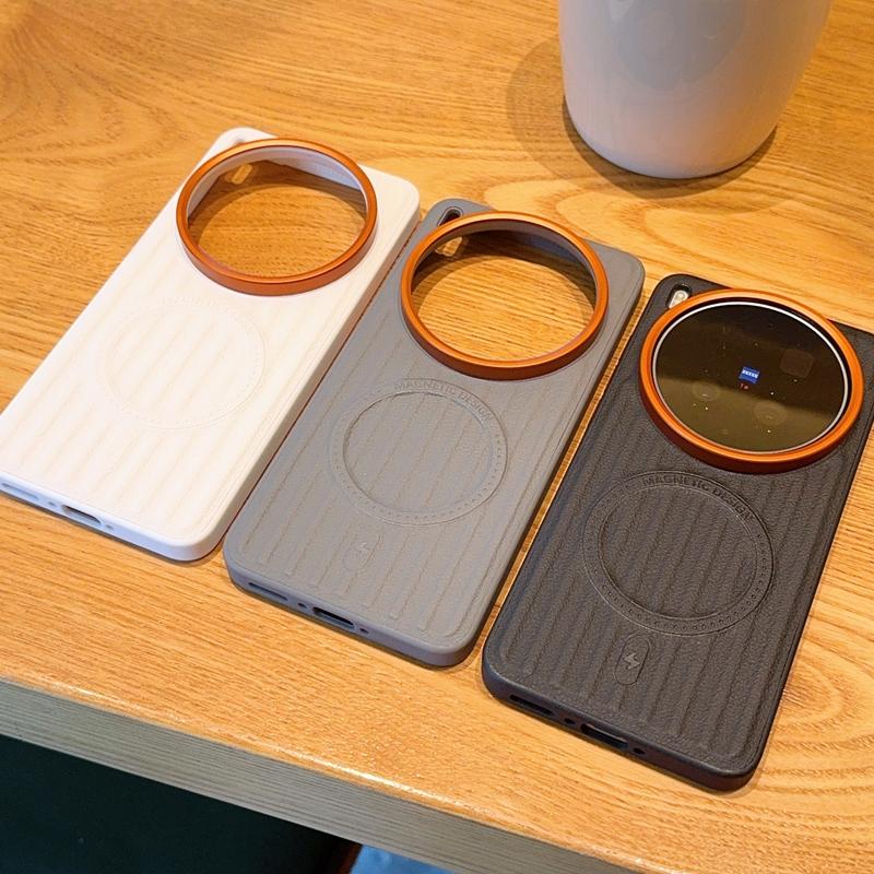 For Vivo X300s & X300 Ultra Case Magnetic Metal Alloy Camera Protection Independent Buttons Vegan Leather X300ultra Case Cover