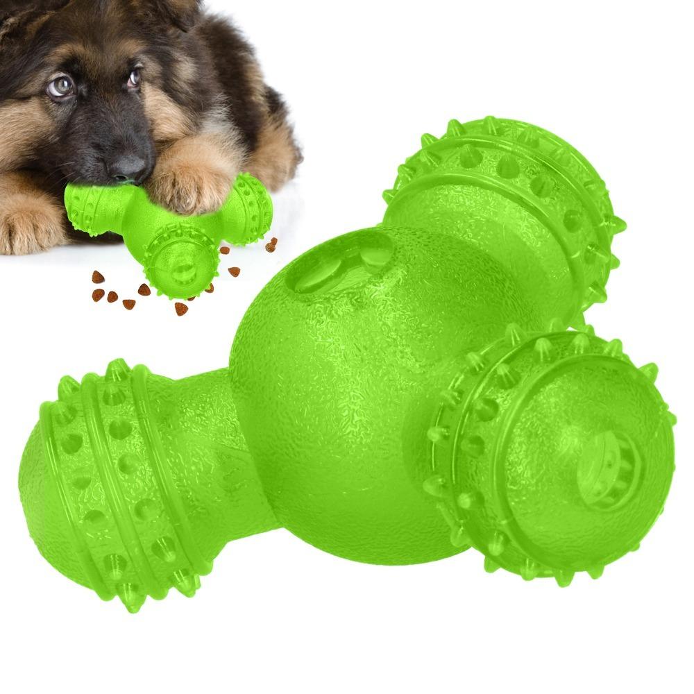 Verschiedene Farben Hundefutterspielzeug 3-Loch Rundes Hundepuzzle-Spielzeug Zahnpflege Kauspielzeug Tägliche Fütterung
