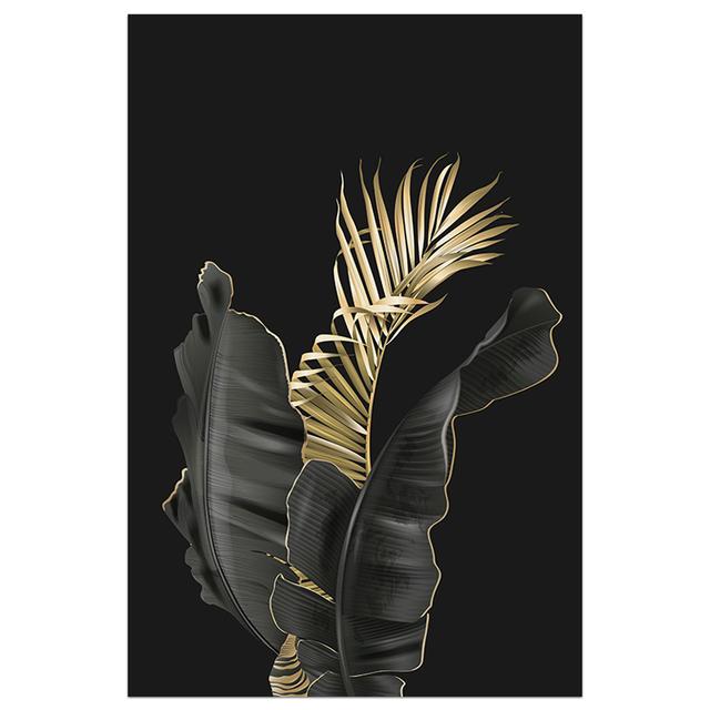 Home Decor Abstract Golden Leaf Plant Wall Art Canvas Painting Nordic Posters and Prints Wall Picture for Living Room Modern Art