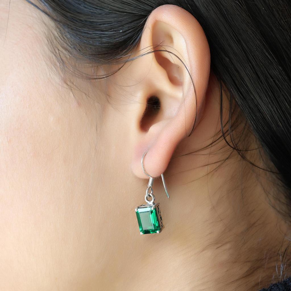 Green Zircon Jewelry Set, Silver Jewelry, Women Necklace Earring, Gift For Her