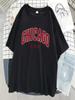 Camiseta con estampado gráfico de letras de la ciudad de Chicago, EE. UU., para mujer, de verano, informal, de manga corta, transpirable y fresca