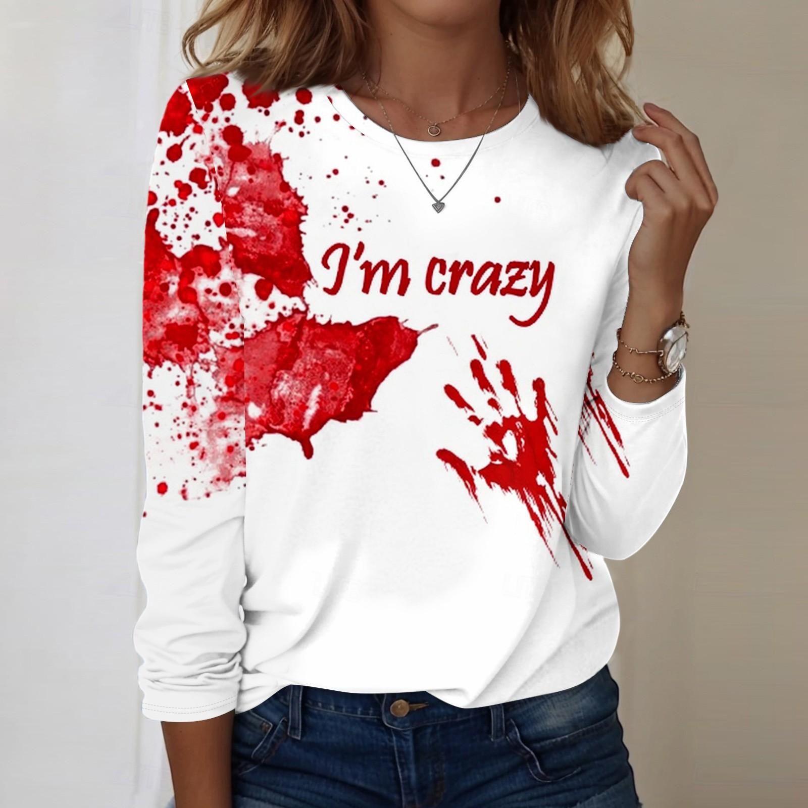 

Рубашки с длинным рукавом для женщин, милые футболки с графическим принтом, блузки, повседневные базовые топы больших размеров, пуловеры XXL киноварь