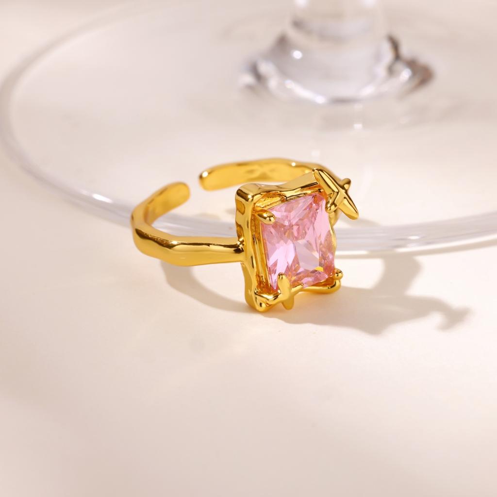 Zircon Geometric Star Rings For Women Stainless Steel Gold Color Starburst Wedding Ring Luxury Aesthetic Jewlery Couple Gift 202