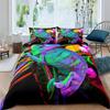 Lizard Duvet Cover Set Reptile Bedding Sets King Size for Boys Girls Toad Tropical Animal Purple Floral Exotic Comforter Cover