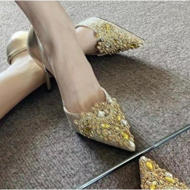 

Мода Новая Мода Элегантный Благородный Королевский Золотой Цвет Вечеринка Свадьба Заостренный Носок Высокий Каблук Женская Обувь и Набор Сумка Украшены Стразами 39 золотой