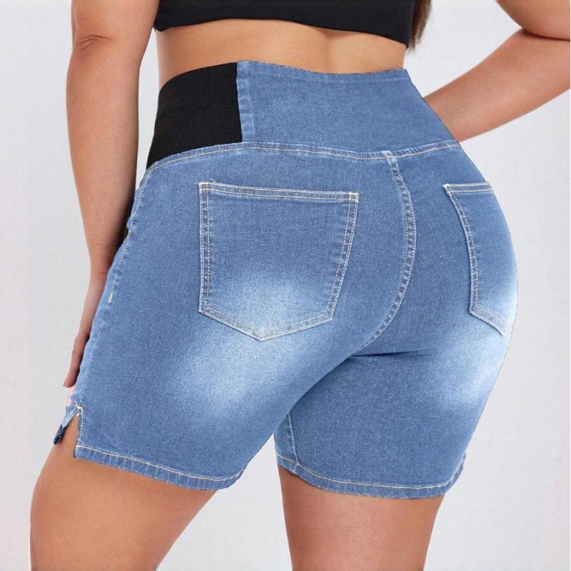 High-waisted stretch denim shorts for women, summer slimming, butt-lifting, tight-fitting, fitness casual pants