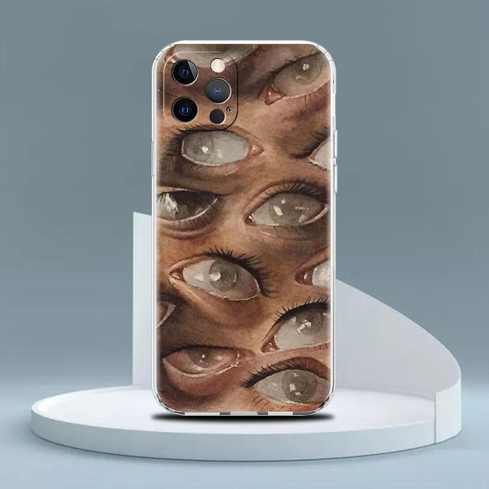 Scary Face Eyes Smiley Clear Case For Apple iPhone 13 11 14 12 Pro 7 8 Plus XR X XS Max 6 6S 13Pro Silicone Phone Cover
