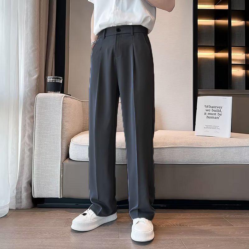 

Высококачественные мужские осенние брюки-драп в корейском стиле - свободные, прямые, длинные, повседневные белые брюки для костюма 32 темно-серого