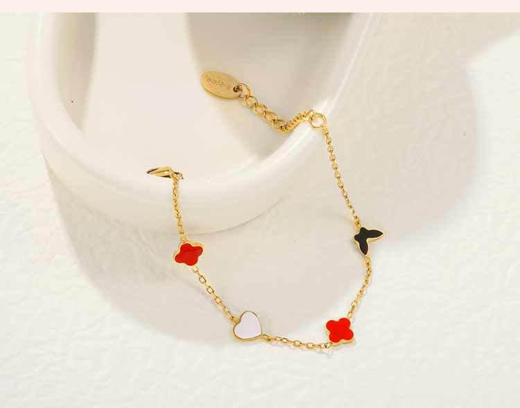 Schmetterling Herz Kleeblatt Titanstahl Armband - Modischer Leichter Luxus Schmuck