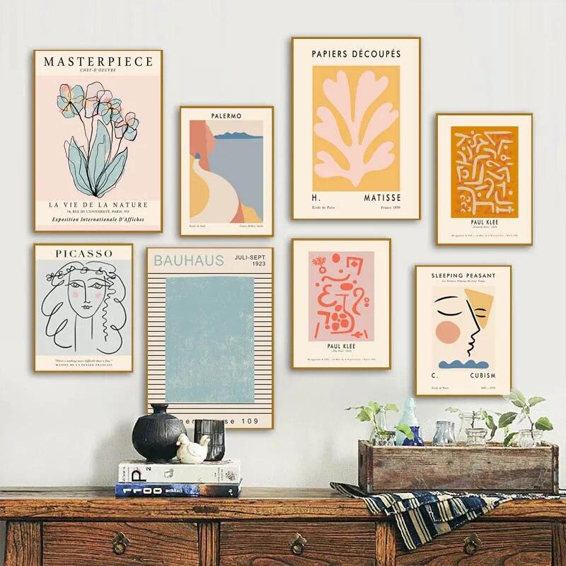 Bauhaus Exhibition Canvas Line Chair Wall Art Minimalism Print Painting Nordic Poster Abstract Face Picture Modern Home Decor