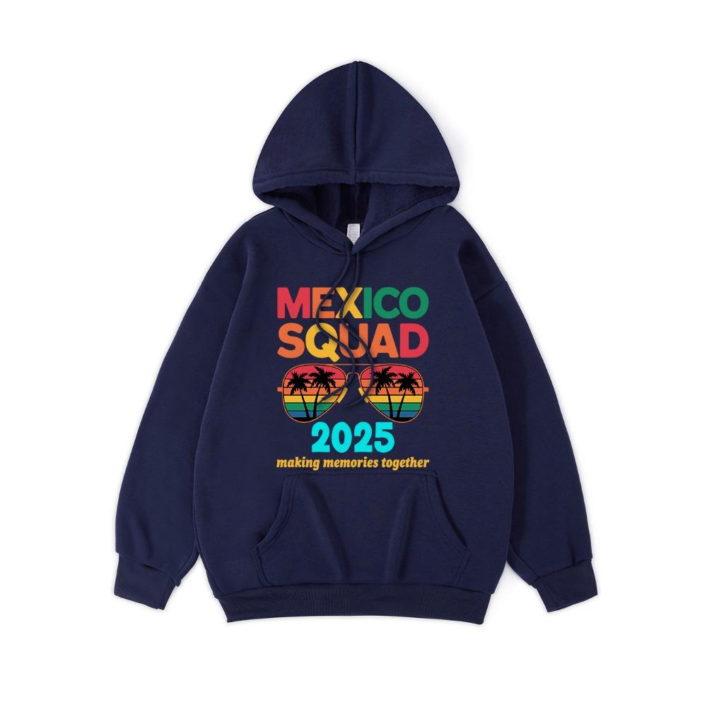 Mexico Squad Letter Printed Hoodie Women Casual Pocket Hooded Winter Sweatshirt Basics Sporty Womans Clothing