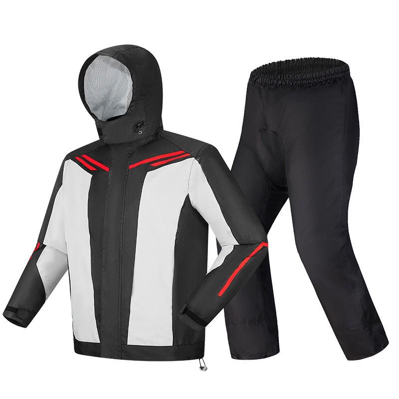 Heavy Duty Waterproof Motorcycle Rain Suit Set Men - Oxford Fabric PU Coated Split Raincoat Pants E-bike Riding In