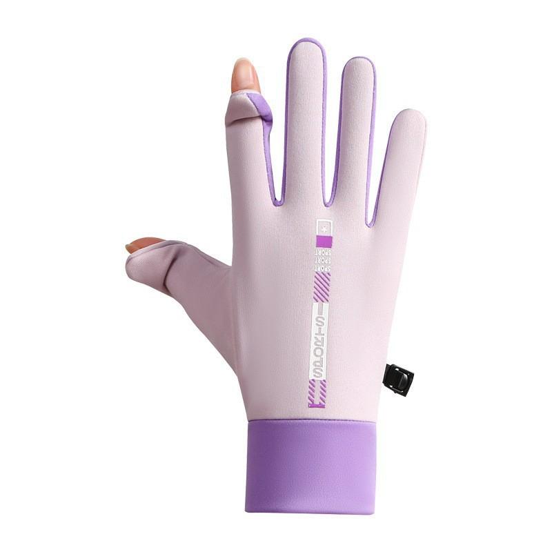 Couple thermal gloves windproof and water-proof elastic autumn and winter velvet women's open fingers for outdoor riding