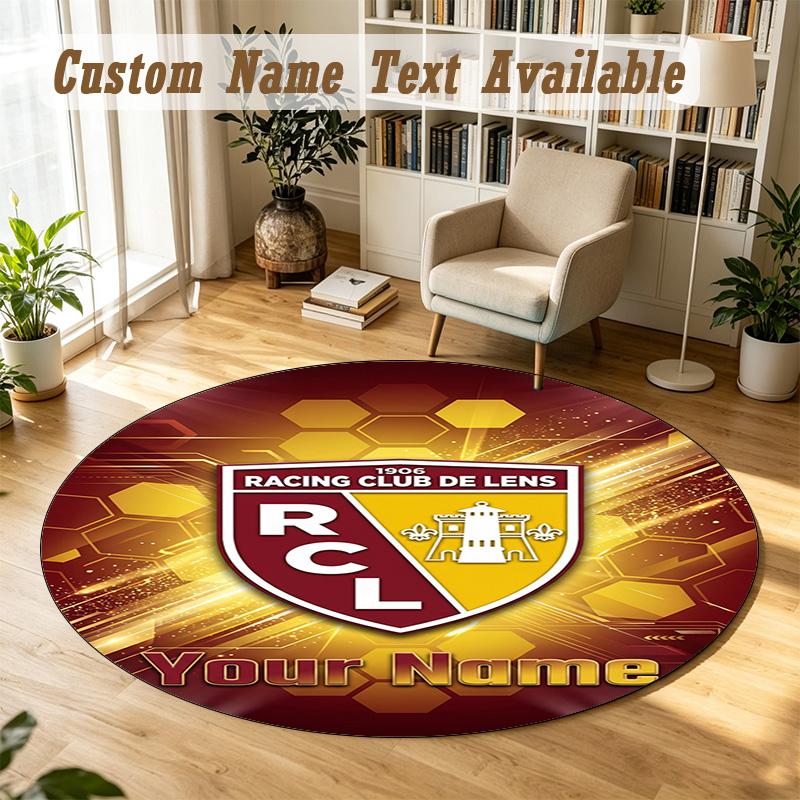 Round Rug Custom Nameracing Club De Lens Pattern Non Slip Carpet Home Floor Decor