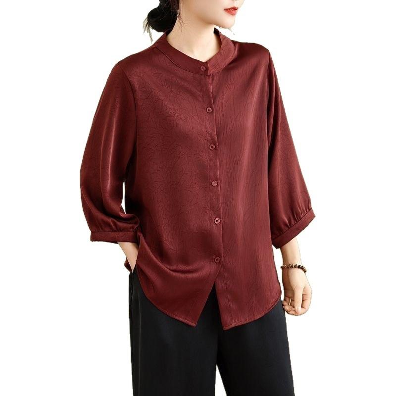 Women S Plus Size 3 4 Sleeve Cardigan Shirt Loose Fit Mom Top