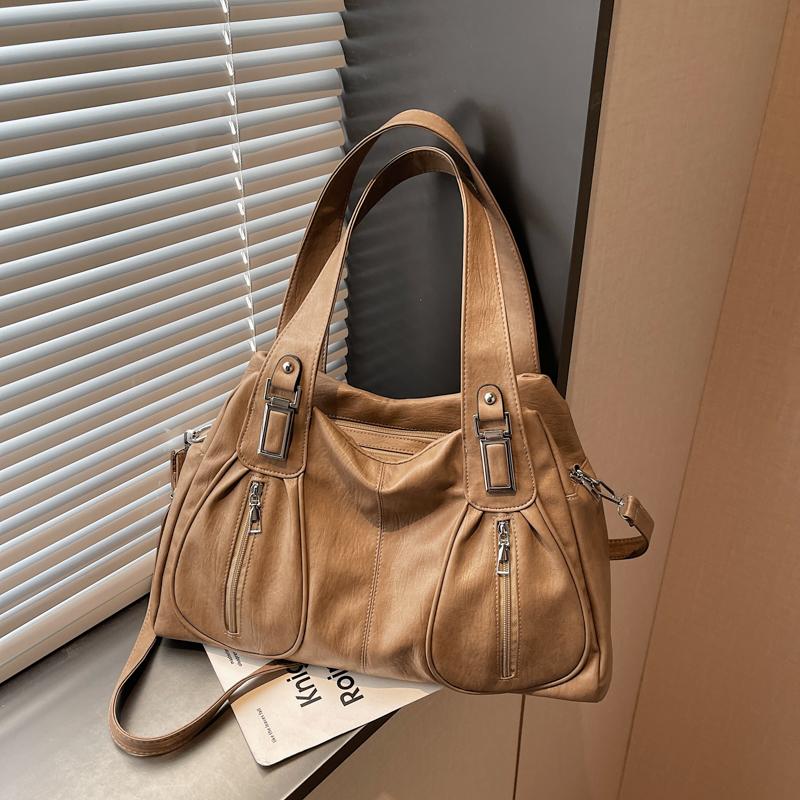 Women's Shoulder Bag Solid Color Large Capacity Travel Commuter Tote Bag