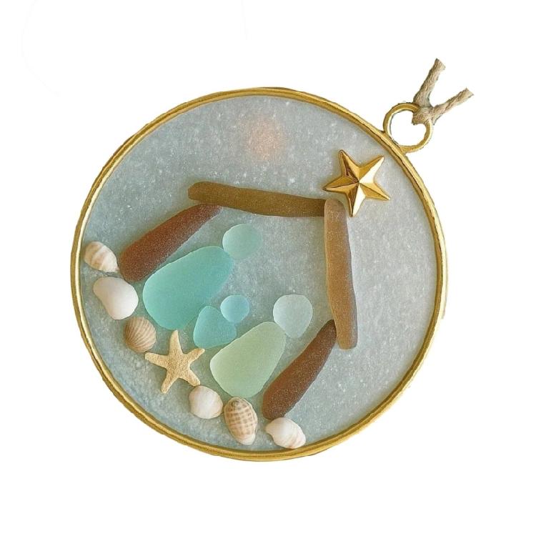 Acrylic Christmas Tree Ornament Decorative Sea Glass Coastal Holiday Accent Pendant Unique Religious Gift