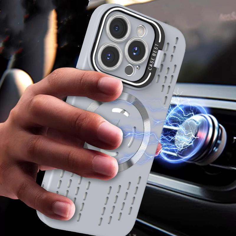 Cooling Heat Dissipation Magnetic Case for Magsafe for iPhone 16 14 15 13 12 11 Pro Max Mesh Breathable Grid Matte Hard PC Cover