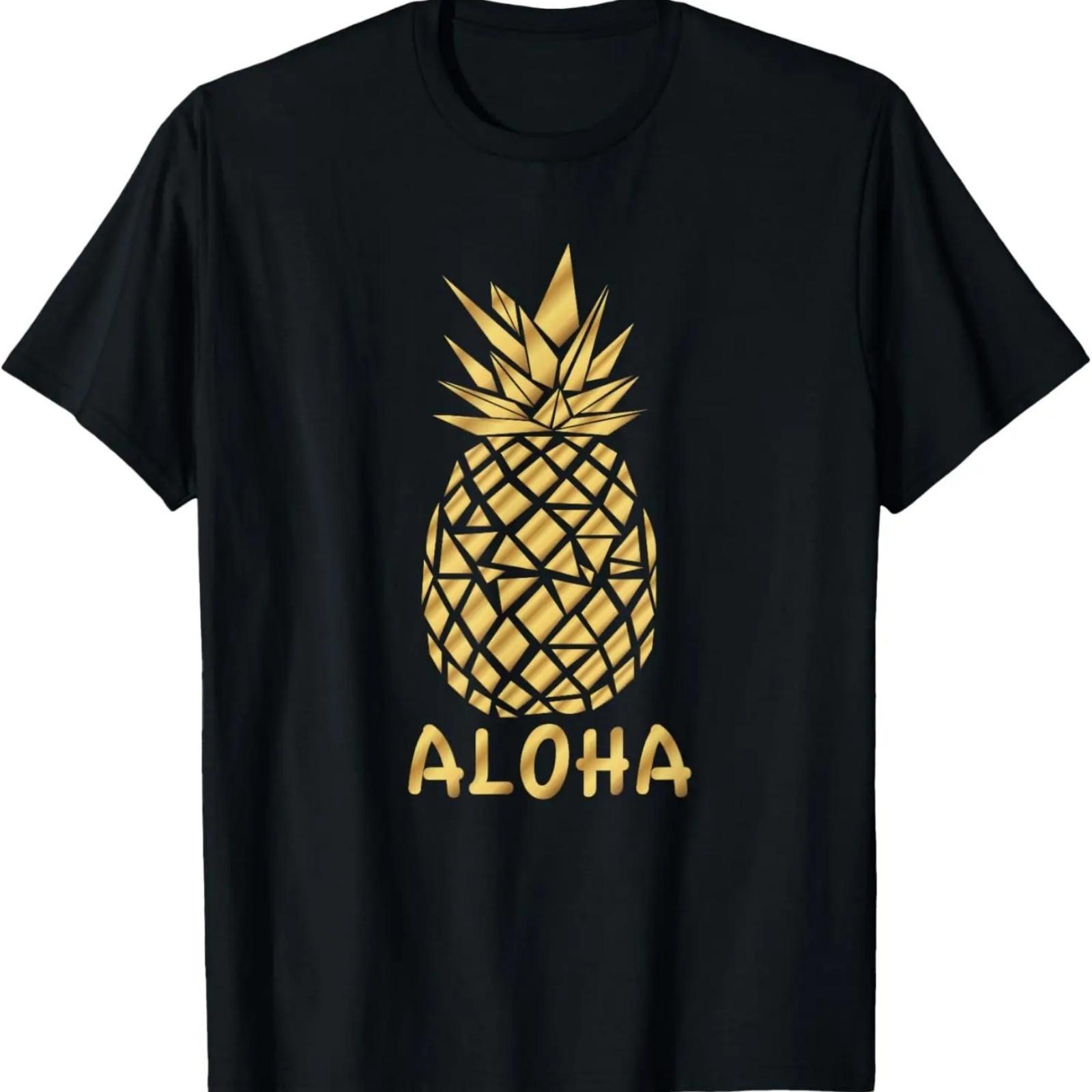 

Aloha Gold Pineapple Shirt, Hawaiian Tee - Luau Party XXXXXL різнокольоровий