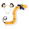 2Pcs/Set Furry Cosplay Tiger Ear Headgear Tiger Tail Halloween Party Hand-Made Cute Animal Ear Plush Tail Game Role Play