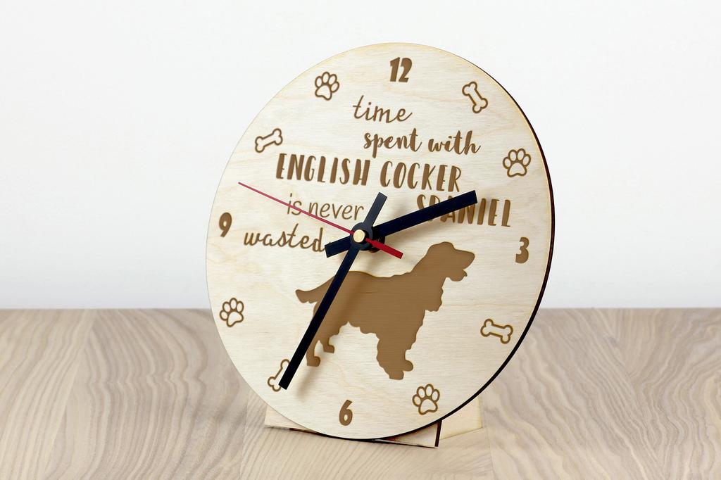 English Cocker Spaniel - Clock with Dog, Wooden Clock with Engraving, Personalised Clock by Art-Dog