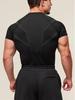 Men's Slim Fit Stretchy T-Shirt: Solid Color, Muscle-Enhancing, Short & Long Sleeve, Ideal for Training, Running, and Layering in Summer.
