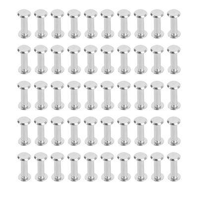 50 Sets Round Flat Head Chicago Screws M4 5x16x9.5mm Stainless Steel Alloy Screw Rivets for Leather