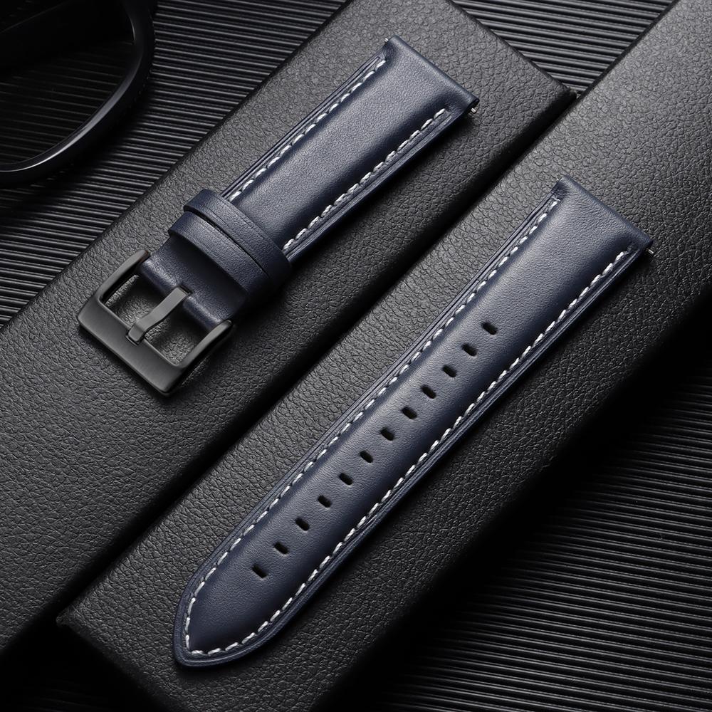 Top-grain Calfskin Leather Watch Band Quick Release 18mm 20mm 22mm Watch Straps Vintage Brown Black Cowhide Bands for Men Women