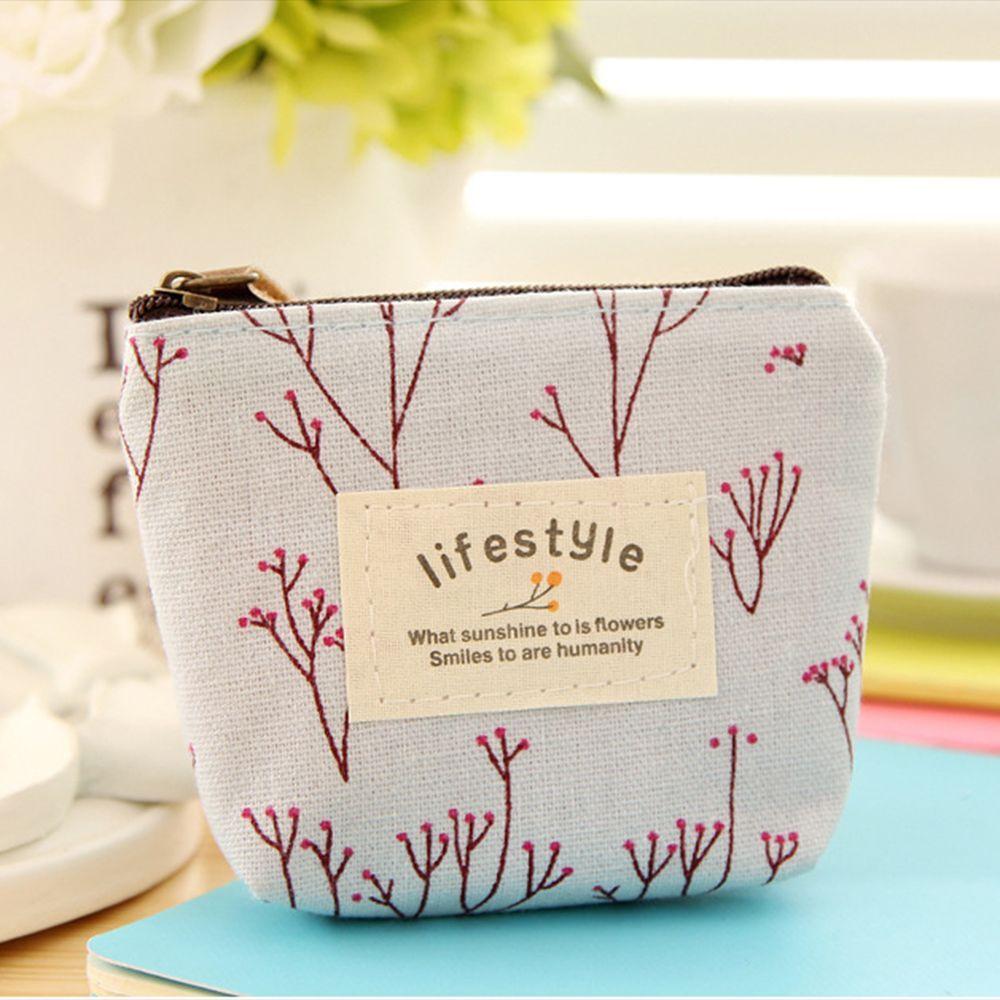 New Korean Style Card Holder Change Pouch Floral Print Flower Canvas Coin Purses Zipper