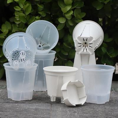 Plastic Orchid Root Control Pot Breathable Water Storage Flowerpot Self Absorbing Lazy Plant Pot Gardening Transparent Planters
