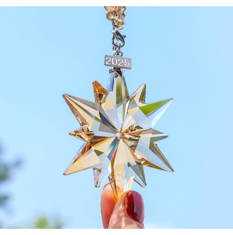 Creative Snowflake Hanging Ornament for Car Interior - Crystal Sunlight Catcher Decoration