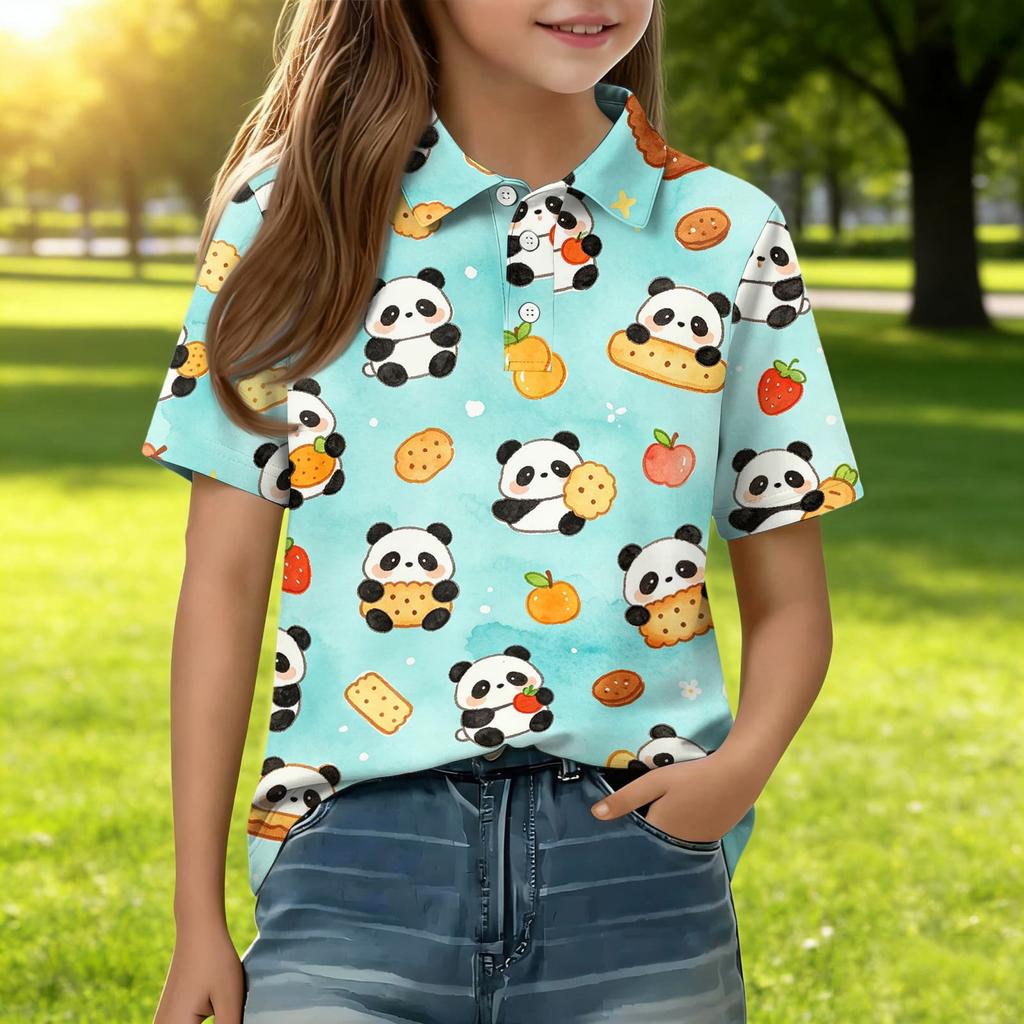Kids Casual Short Sleeve Polo Shirt with Animal Print Soft Breathable Fabric Comfortable Fit Lightweight Design for Everyday Wear